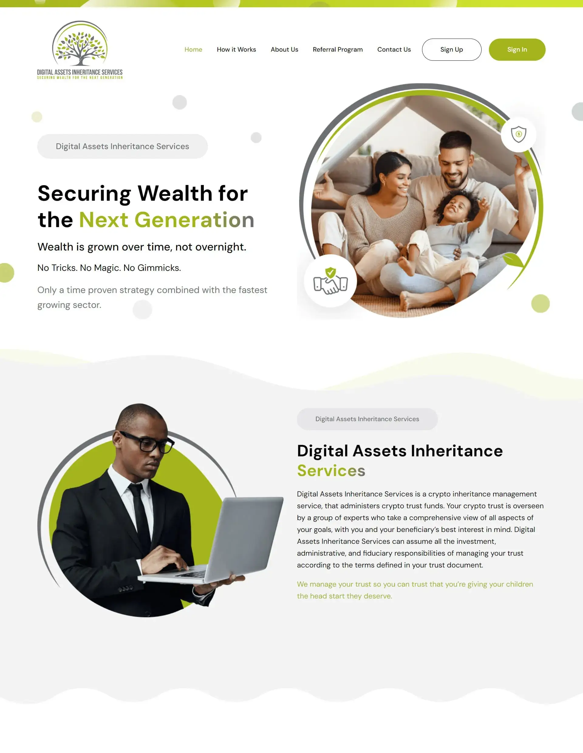 Digital Inheritance Homepage Screenshot